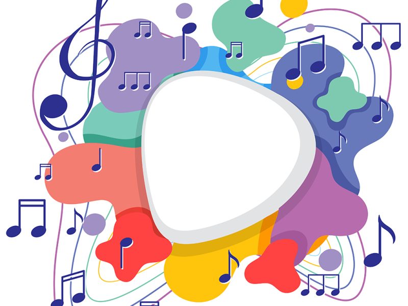 Banner music notes colourful on white background illustration